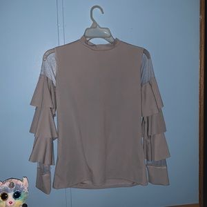 Gray Long Sleeve Boutique Blouse